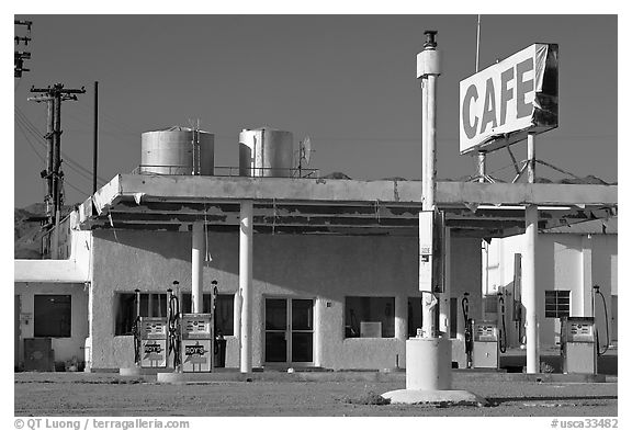 Cafe and gas station, historic route 66,  Amboy. California, USA