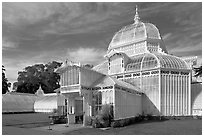 Facade of the renovated Conservatory of Flowers. San Francisco, California, USA (black and white)