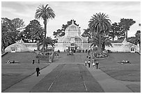 Conservatory of Flowers and lawn, afternoon. San Francisco, California, USA (black and white)