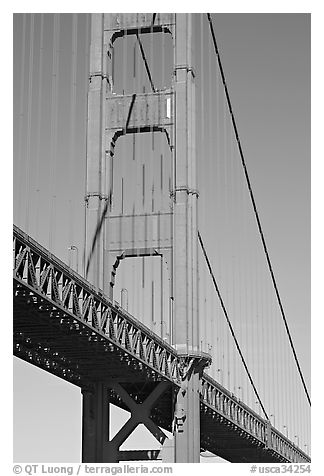 Golden Gate Bridge pillar. San Francisco, California, USA (black and white)