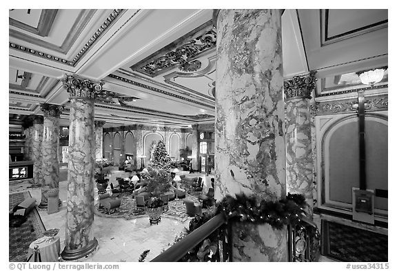 Lobby of the Fairmont Hotel. San Francisco, California, USA (black and white)