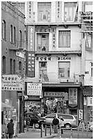 Waverley Alley and street in Chinatown. San Francisco, California, USA ( black and white)