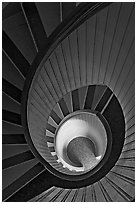 Spiral staircase inside Point Loma Lighthous. San Diego, California, USA ( black and white)