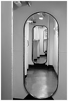 Corridor, USS Midway. San Diego, California, USA ( black and white)