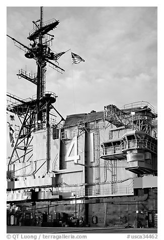 Island superstructure, USS Midway aircraft carrier. San Diego, California, USA