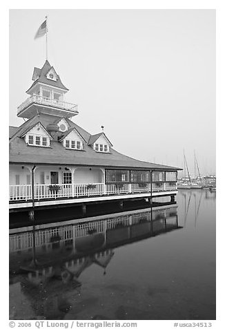 Historic Coronado Boathouse. San Diego, California, USA (black and white)