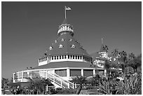 Main tower of hotel Del Coronado. San Diego, California, USA (black and white)