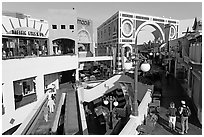 Horton Plaza shopping center by daylight. San Diego, California, USA ( black and white)