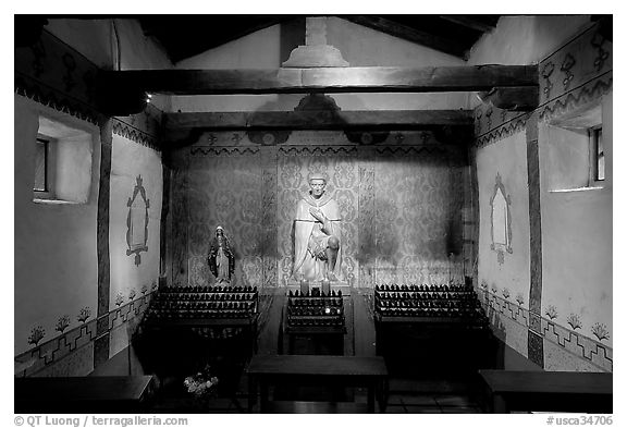 Side chapel dedicated to St Peregrine. San Juan Capistrano, Orange County, California, USA