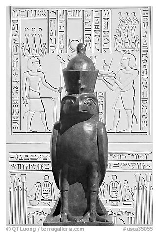Egyptian wwl and bas-reliefs, Rosicrucian Park. San Jose, California, USA