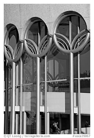 Center for performing arts detail. San Jose, California, USA (black and white)