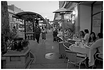 Outdoor dining, Castro Street, Mountain View. California, USA ( black and white)