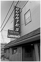 Duarte Tavern at dusk, Pescadero. San Mateo County, California, USA (black and white)