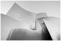 Stainless steel surfaces of the Gehry designed Walt Disney Concert Hall. Los Angeles, California, USA (black and white)