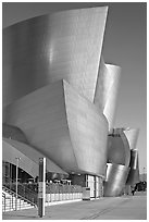 Silvery architecture of the Walt Disney Concert Hall, early morning. Los Angeles, California, USA (black and white)