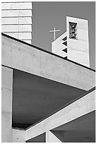 Belltower of Cathedral of our Lady of the Angels. Los Angeles, California, USA (black and white)