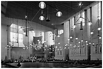 Main nave of the Cathedral of our Lady of the Angels. Los Angeles, California, USA ( black and white)