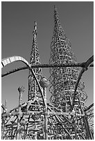 Whimsical Watts Towers. Watts, Los Angeles, California, USA ( black and white)