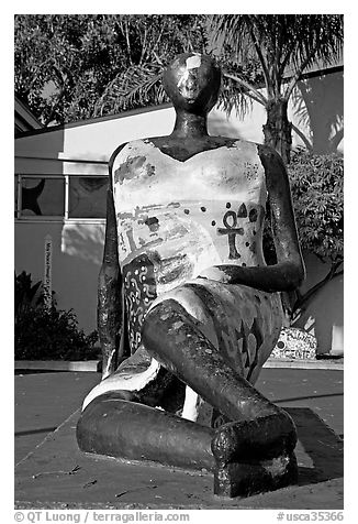 Sculpture, Watts Towers Art Center. Watts, Los Angeles, California, USA (black and white)