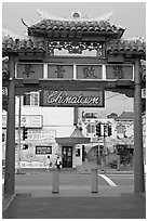 Gate, Chinatown. Los Angeles, California, USA ( black and white)