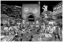 Hollywood and Highland shopping complex at night. Hollywood, Los Angeles, California, USA (black and white)