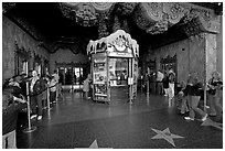 Walk of fame and entrance of El Capitan Theater. Hollywood, Los Angeles, California, USA ( black and white)