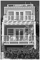 Colorful beach house. Santa Monica, Los Angeles, California, USA (black and white)