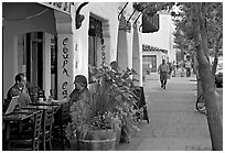 Cafe and sidewalk. Palo Alto,  California, USA (black and white)
