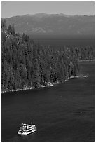 Paddle boat, Emerald Bay, and Lake Tahoe, California. USA (black and white)