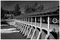 Lake Tahoe Dam at the outlet of Lake Tahoe, the source of the Truckee River, California. USA ( black and white)