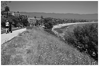 Coastal walkway and beach. Santa Barbara, California, USA ( black and white)