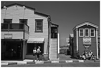 Stores of wharf. Santa Barbara, California, USA ( black and white)