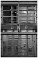 Cells inside Alcatraz prison. San Francisco, California, USA ( black and white)