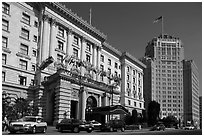 Luxury Hotels on Nob Hill. San Francisco, California, USA ( black and white)