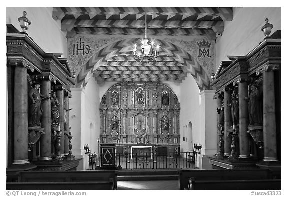 Chapel of Mission San Francisco de Asis. San Francisco, California, USA (black and white)