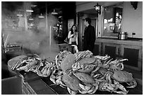 Crabs ready to be cooked, Fishermans wharf. San Francisco, California, USA ( black and white)