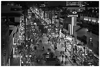Third Street Promenade by night. Santa Monica, Los Angeles, California, USA (black and white)