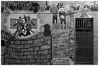 Political mural and door, Mission District. San Francisco, California, USA (black and white)
