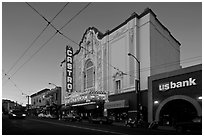 Castro theater at dusk. San Francisco, California, USA ( black and white)