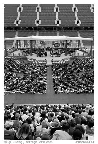 Class of 2009 commencement. Stanford University, California, USA (black and white)