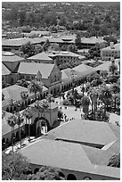 Memorial Church and Quad seen from above. Stanford University, California, USA (black and white)