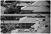 Mauresque architecture in Main Quad. Stanford University, California, USA (black and white)