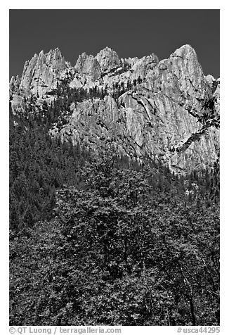 Limestone cliffs, Castle Crags State Park. California, USA (black and white)