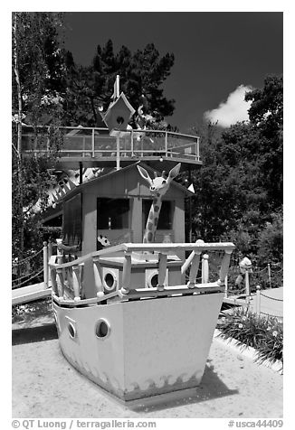 Boat, Children Fairyland. Oakland, California, USA (black and white)