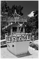 Boat, Children Fairyland. Oakland, California, USA ( black and white)