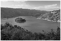 Lake Chabot reservoir, late afternoon. Oakland, California, USA ( black and white)