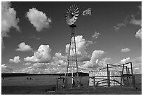 Windmill and clouds. California, USA ( black and white)