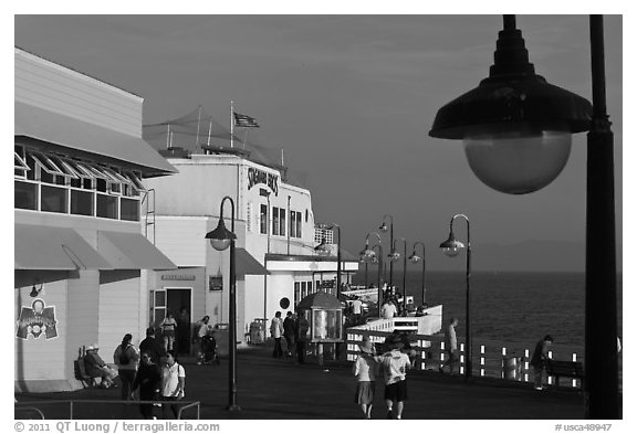 On the pier. Santa Cruz, California, USA (black and white)