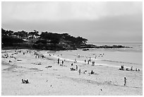 Carmel Beach with foggy skies. Carmel-by-the-Sea, California, USA ( black and white)