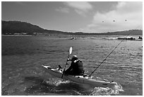 Sea kayaking into Carmel Bay. Carmel-by-the-Sea, California, USA (black and white)